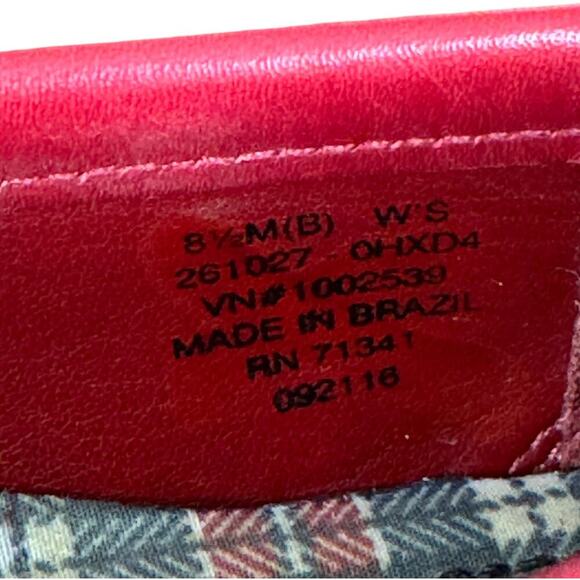 L.L.Bean Coastal Rain Skimmers Patent w/ Plaid Lining Ballet Flat Red 8.5M - Picture 7 of 9